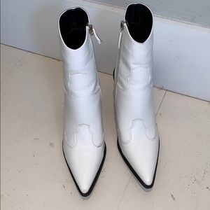 White block heel western boots